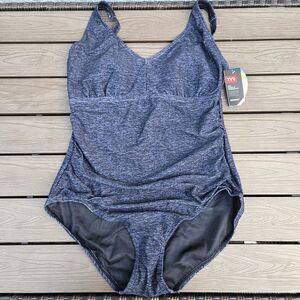 TYR Women's Durafast Elite Mantra V-Neck Controlfit Black 1-PC Swim SZ 8 New